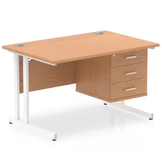 Impulse Cantilever Straight Desk With Single Fixed Pedestal