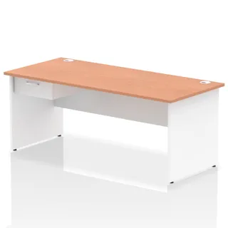 Impulse Panel End Straight Desk With Single One Drawer Fixed Pedestal
