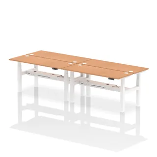 Air Back-to-Back Slimline Height Adjustable Bench Desk - 4 Person