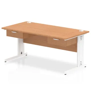 Impulse Cable Managed Straight Desk With Two One Drawer Fixed Pedestals
