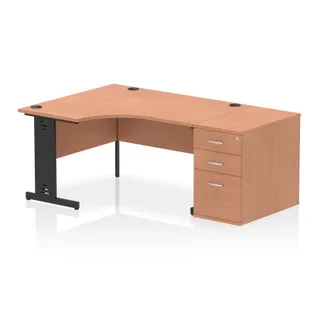 Impulse Cable Managed Crescent Desk Workstation