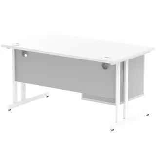 Impulse Cantilever Straight Desk With Single Fixed Pedestal