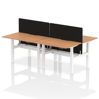 Air Back-to-Back Scalloped Edge Height Adjustable Bench Desk - 4 Person