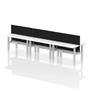 Air Back-to-Back Slimline Height Adjustable Bench Desk - 6 Person