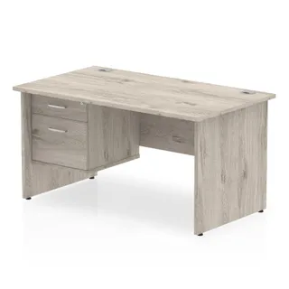 OE - Impulse Panel End Straight Desk With Single Fixed Pedestal
