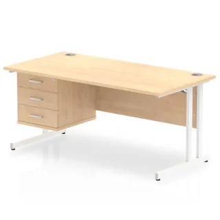 Impulse Cantilever Straight Desk With Single Fixed Pedestal
