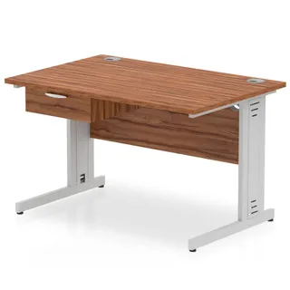 Impulse Cable Managed Straight Desk With Single One Drawer Fixed Pedestal
