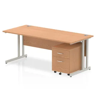 Impulse Cantilever Straight Desk With Mobile Pedestal