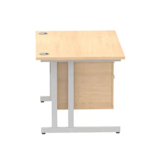 Impulse Cantilever Straight Desk With Single Fixed Pedestal