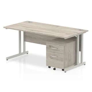 Impulse Cantilever Straight Desk With Mobile Pedestal