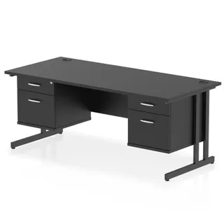 Impulse Cantilever Straight Desk With Two Fixed Pedestal