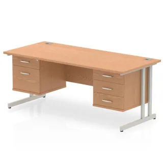 Impulse Cantilever Straight Desk With Two Fixed Pedestal