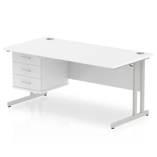 Impulse Cantilever Straight Desk With Single Fixed Pedestal