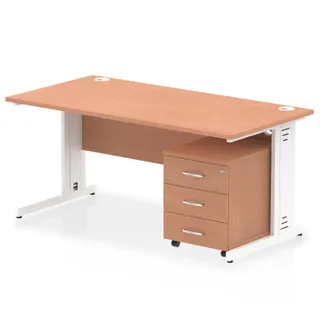 Impulse Cable Managed Straight Desk With Mobile Pedestal