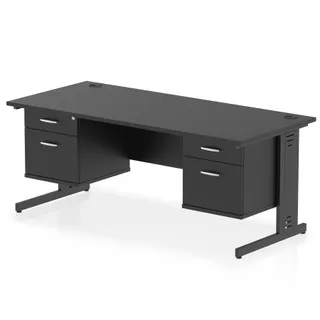 Impulse Cable Managed Straight Desk With Two Fixed Pedestal