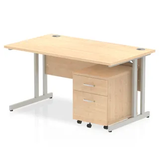 Impulse Cantilever Straight Desk With Mobile Pedestal