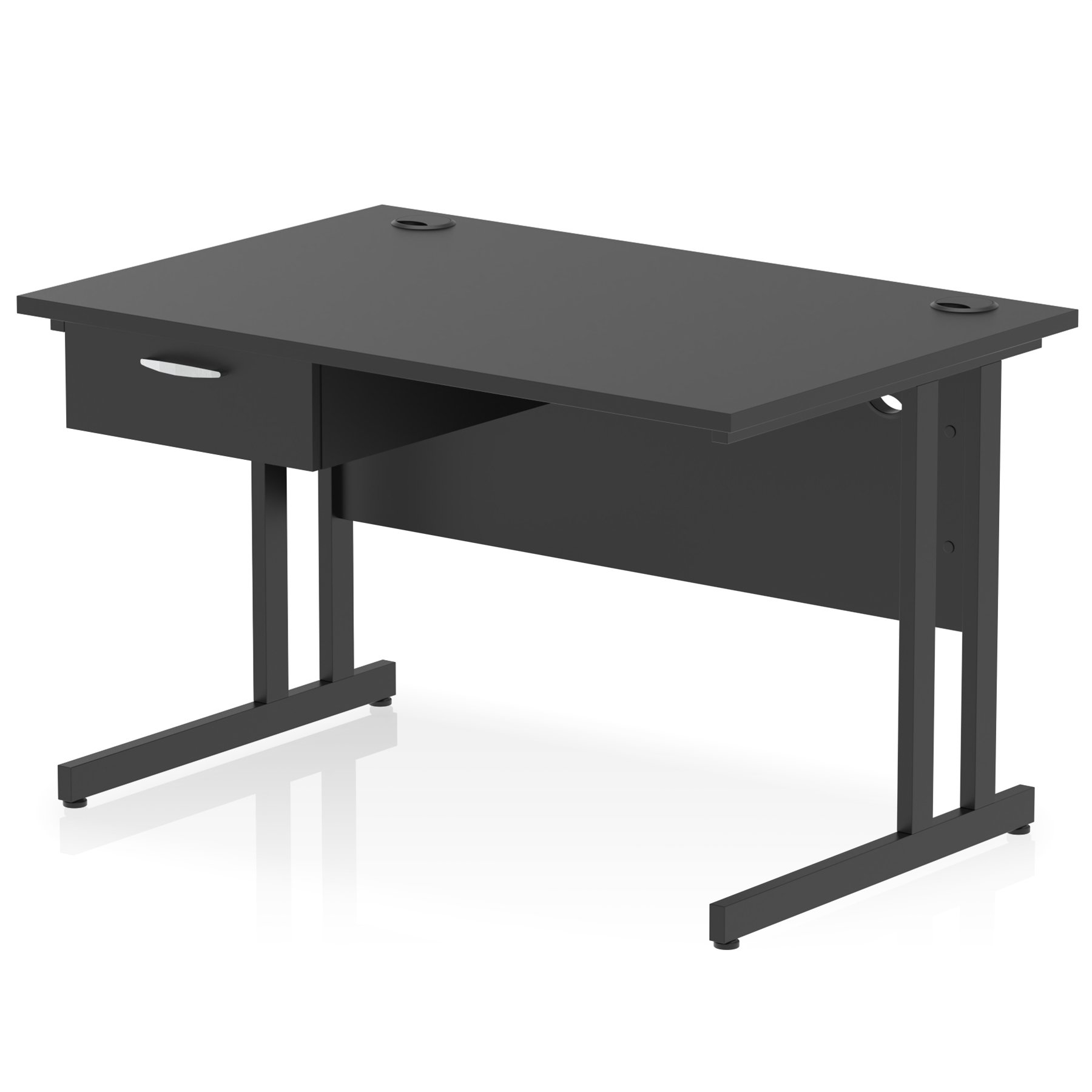 Impulse Cantilever Straight Desk With Single One Drawer Fixed Pedestal