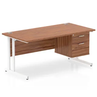Impulse Cantilever Straight Desk With Single Fixed Pedestal