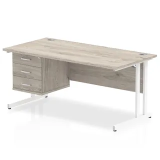 Impulse Cantilever Straight Desk With Single Fixed Pedestal
