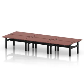 Air Back-to-Back Height Adjustable Bench Desk - 6 Person