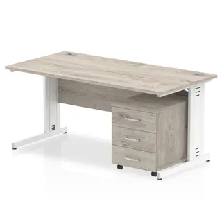 Impulse Cable Managed Straight Desk With Mobile Pedestal