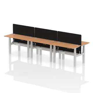 Air Back-to-Back Slimline Height Adjustable Bench Desk - 6 Person