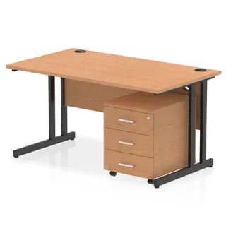 Impulse Cantilever Straight Desk With Mobile Pedestal