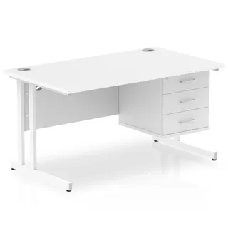 Impulse Cantilever Straight Desk With Single Fixed Pedestal