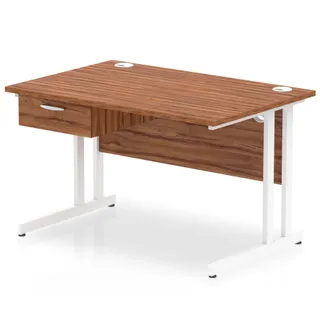 Impulse Cantilever Straight Desk With Single One Drawer Fixed Pedestal