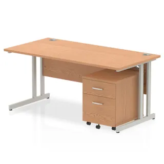 OE - Impulse Cantilever Straight Desk With Mobile Pedestal