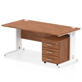 Impulse Cable Managed Straight Desk With Mobile Pedestal