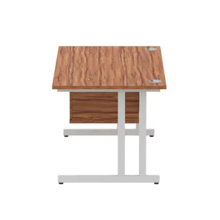 Impulse Cantilever Straight Desk With Single Fixed Pedestal
