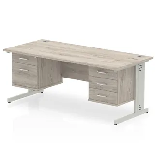 Impulse Cable Managed Straight Desk With Two Fixed Pedestal