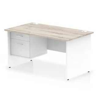 Impulse Panel End Straight Desk With Single Fixed Pedestal