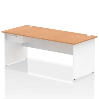 Impulse Panel End Straight Desk With Single One Drawer Fixed Pedestal