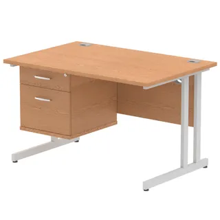 Impulse Cantilever Straight Desk With Single Fixed Pedestal