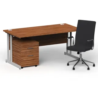 Impulse 1600mm Cantilever Straight Desk With Mobile Pedestal and Ezra Executive Chair