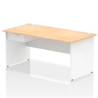 Impulse Panel End Straight Desk With Single One Drawer Fixed Pedestal
