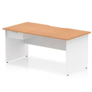 Impulse Scalloped Edge Panel End Straight Desk With Single One Drawer Fixed Pedestal