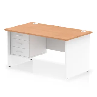 OE - Impulse Panel End Straight Desk With Single Fixed Pedestal Two Tone