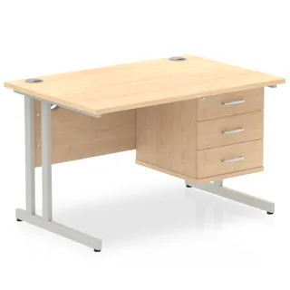 Impulse Cantilever Straight Desk With Single Fixed Pedestal