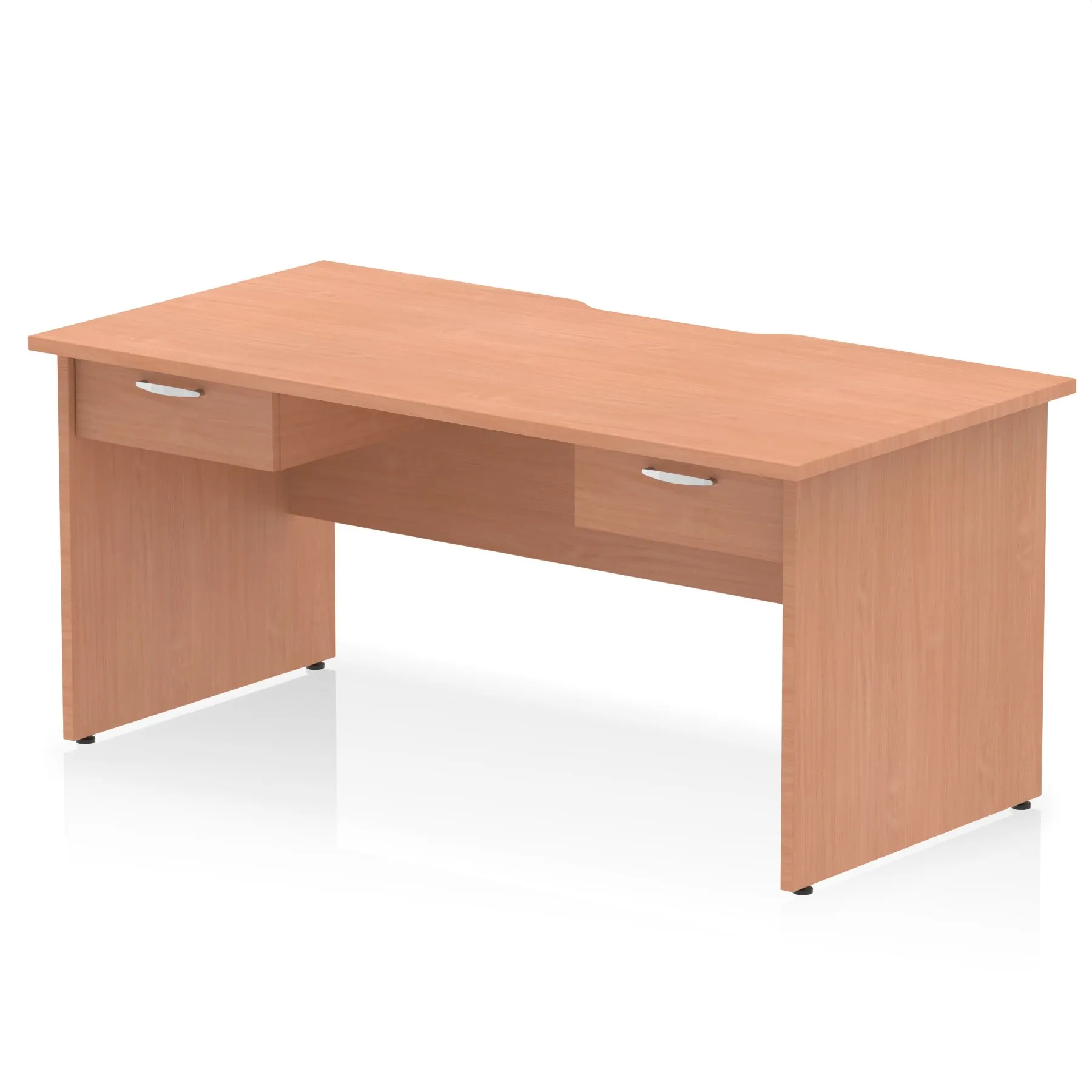 Impulse Scalloped Edge Panel End Straight Desk With Two One Drawer Fixed Pedestals