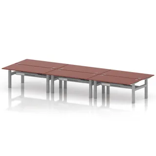 Air Back-to-Back Height Adjustable Bench Desk - 6 Person