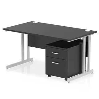 Impulse Cantilever Straight Desk With Mobile Pedestal