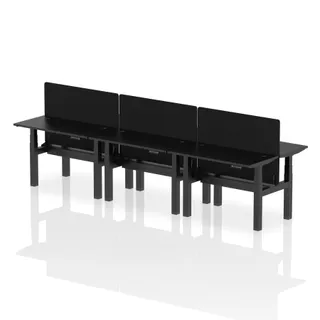 Air Back-to-Back Slimline Height Adjustable Bench Desk - 6 Person