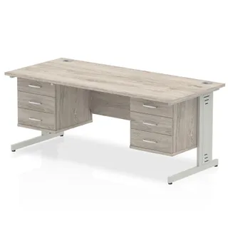 Impulse Cable Managed Straight Desk With Two Fixed Pedestal