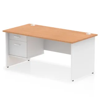Impulse Panel End Straight Desk With Single Fixed Pedestal