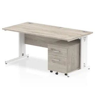 Impulse Cable Managed Straight Desk With Mobile Pedestal