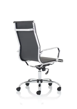 Nola Black Leather Executive Office Chair with Arms