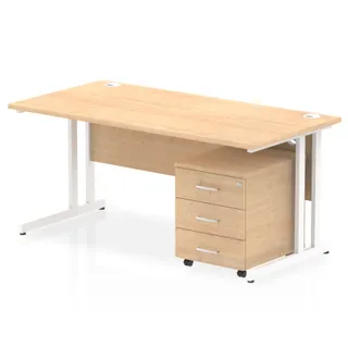 Impulse Cantilever Straight Desk With Mobile Pedestal